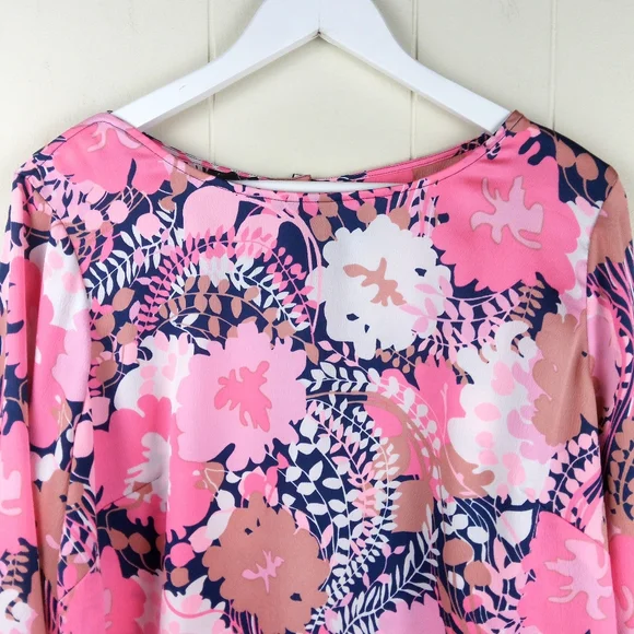 Talbots Floral Top Women Size 1X Multicolor Button Up Back Long Bell Sleeves - Picture 2 of 11